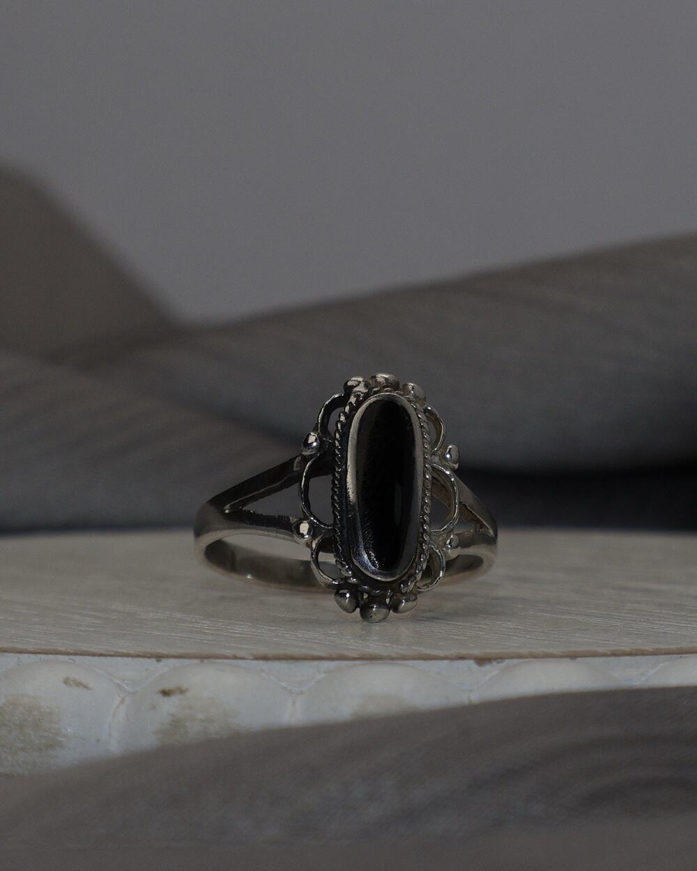 Vintage Sterling Silver Black Onyx Ring 2.7G / Sz 6